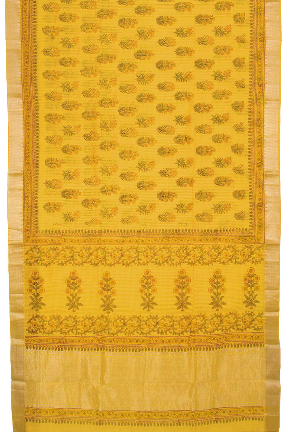 Hand Block Printed Mangalgiri Silk Cotton Saree 10058417