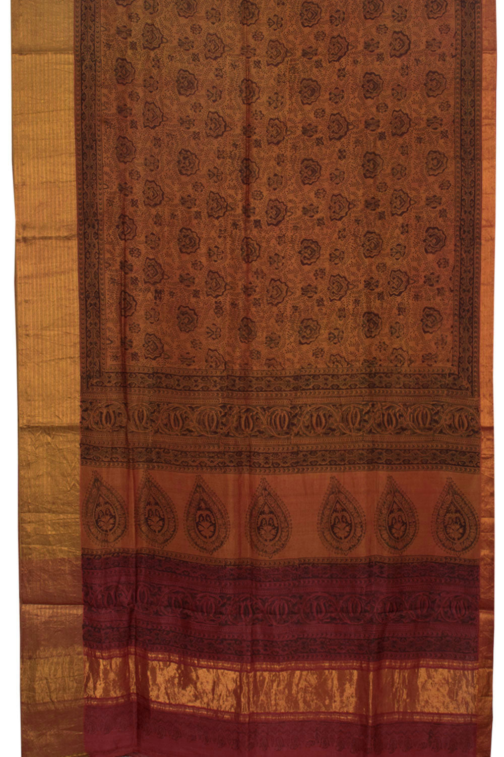 Hand Block Printed Mangalgiri Silk Cotton Saree 10058428