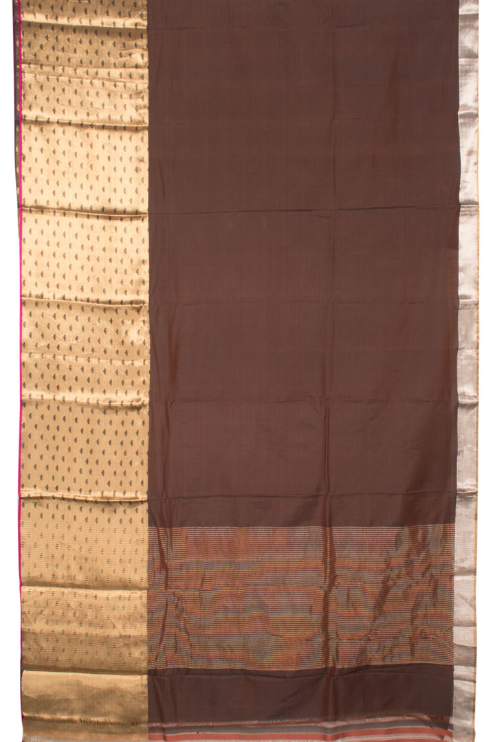 Dark Brown Handloom Banarasi Silk Saree 10059723