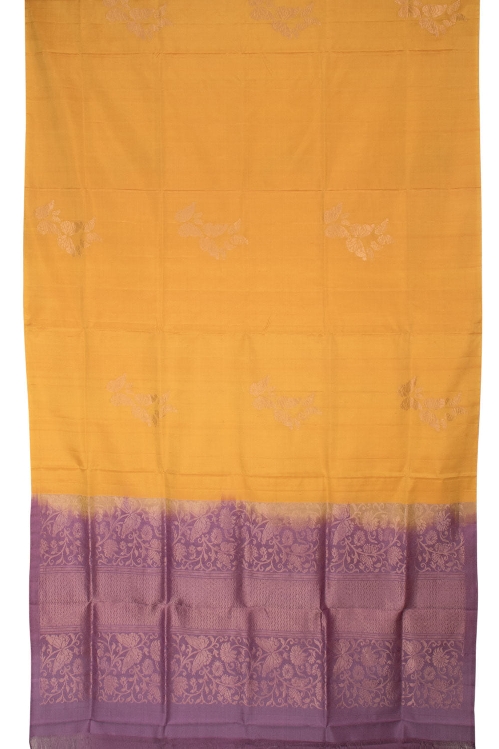Butter Yellow Handloom Borderless Kanjivaram Soft Silk Saree 10059460