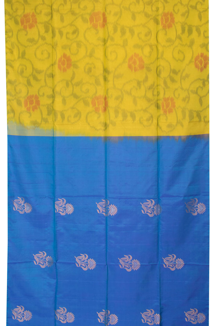 Admiral Blue Handloom Borderless Kanjivaram Soft Silk Saree 10059469