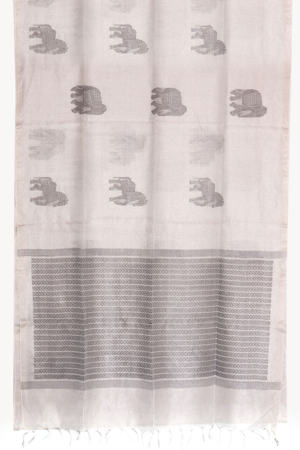 Mettalic Silver Handloom Tissue Silk Saree 10059478