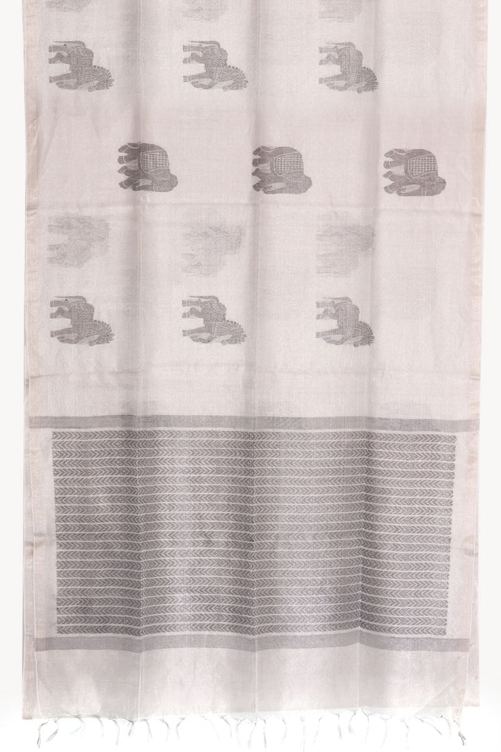 Mettalic Silver Handloom Tissue Silk Saree 10059478