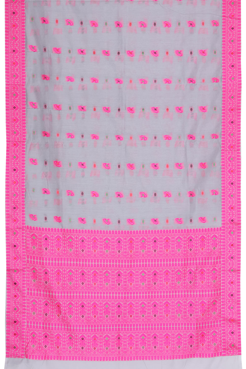 Ash Grey Handloom Assam Eri Silk Cotton Saree 10059494