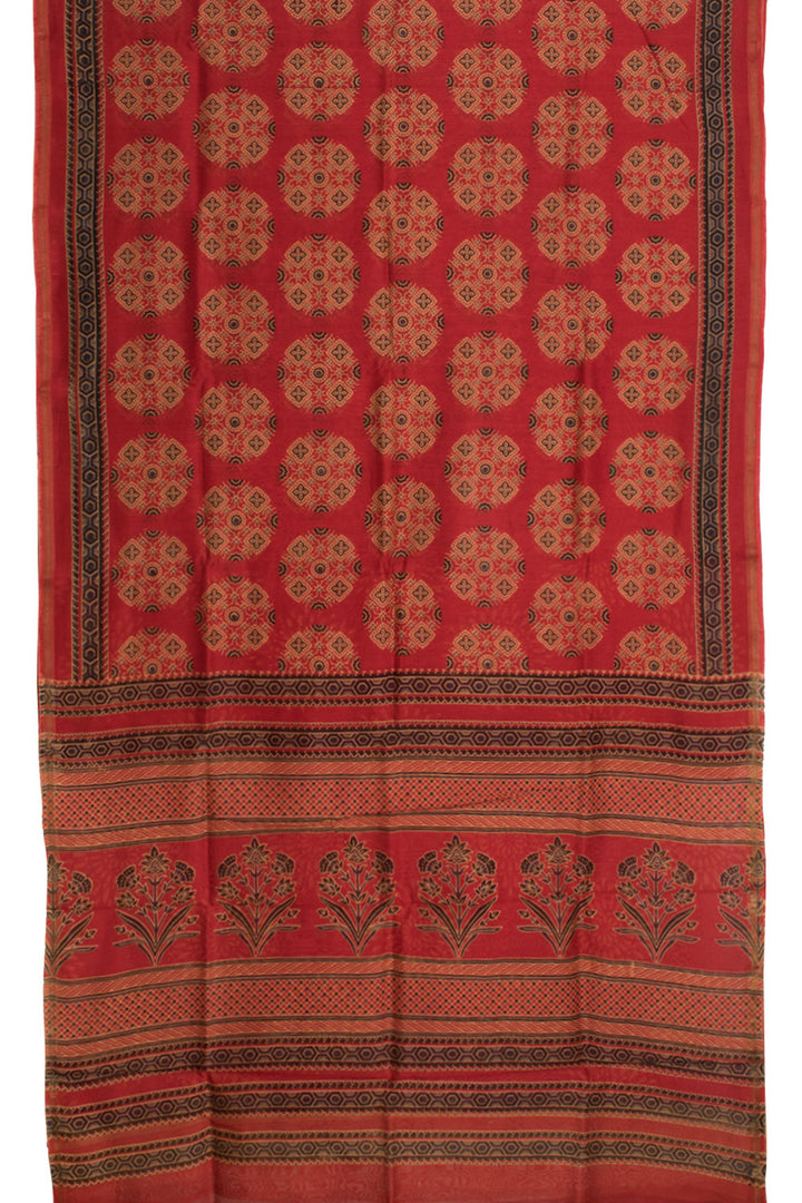 Hand Block Printed Chanderi Silk Cotton Saree 10058858