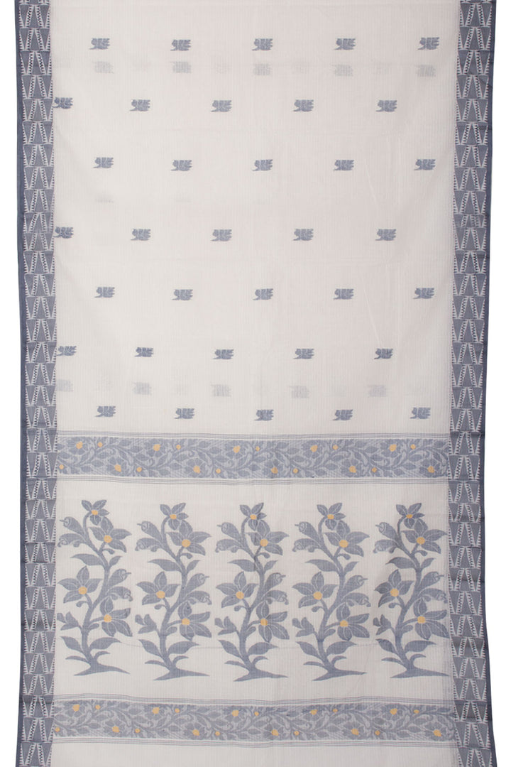White Handloom Bengal Tant Cotton Saree 10058865