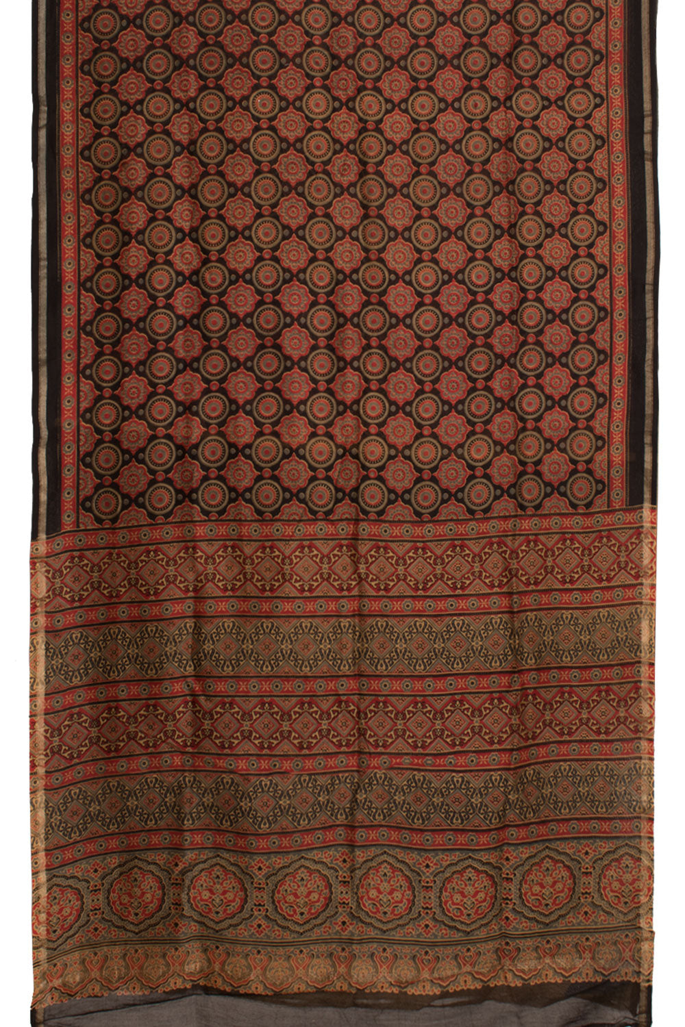 Hand Block Printed Chanderi Silk Cotton Saree 10058874