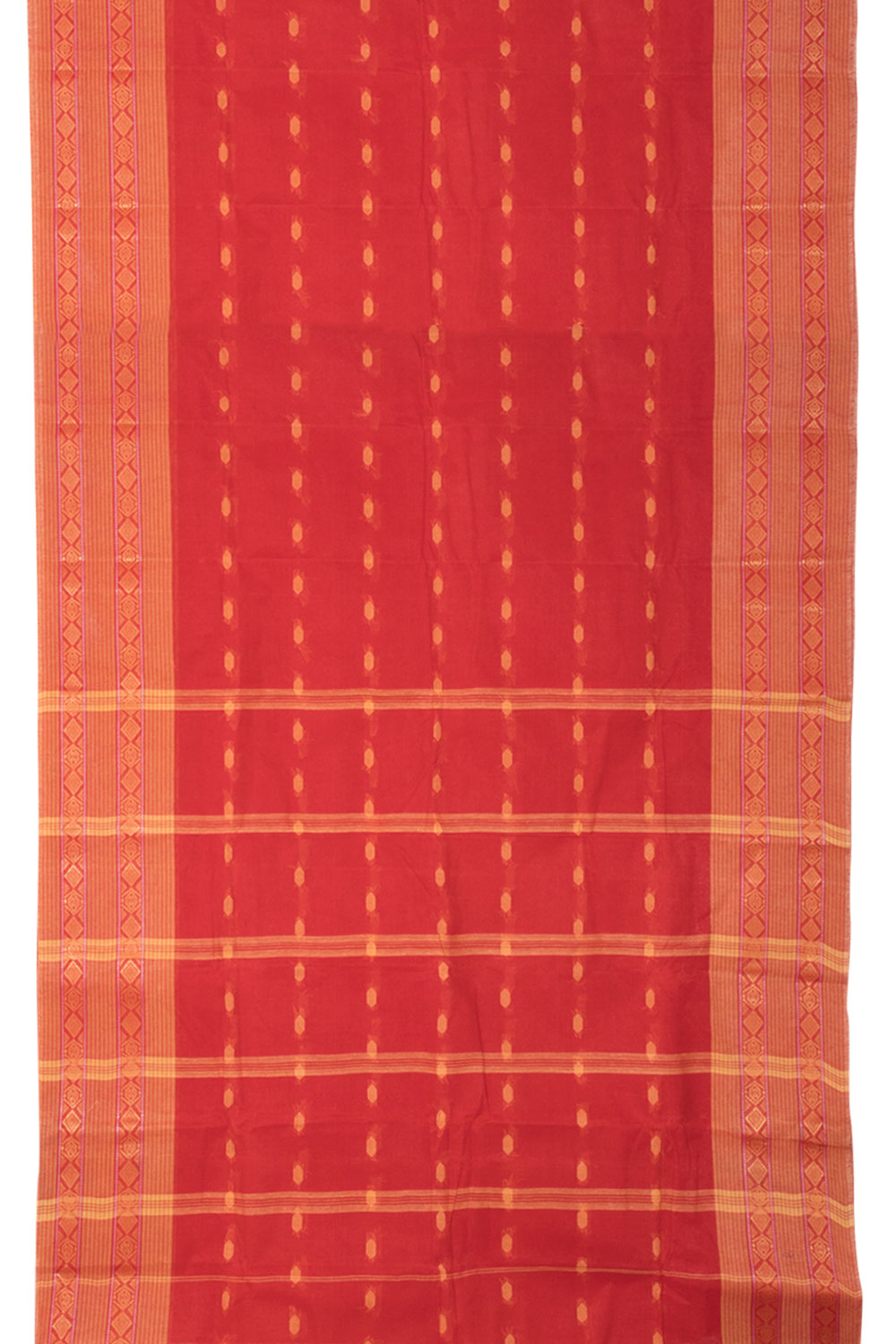 Candy Apple Red Bengal Tant Cotton Saree 10058884