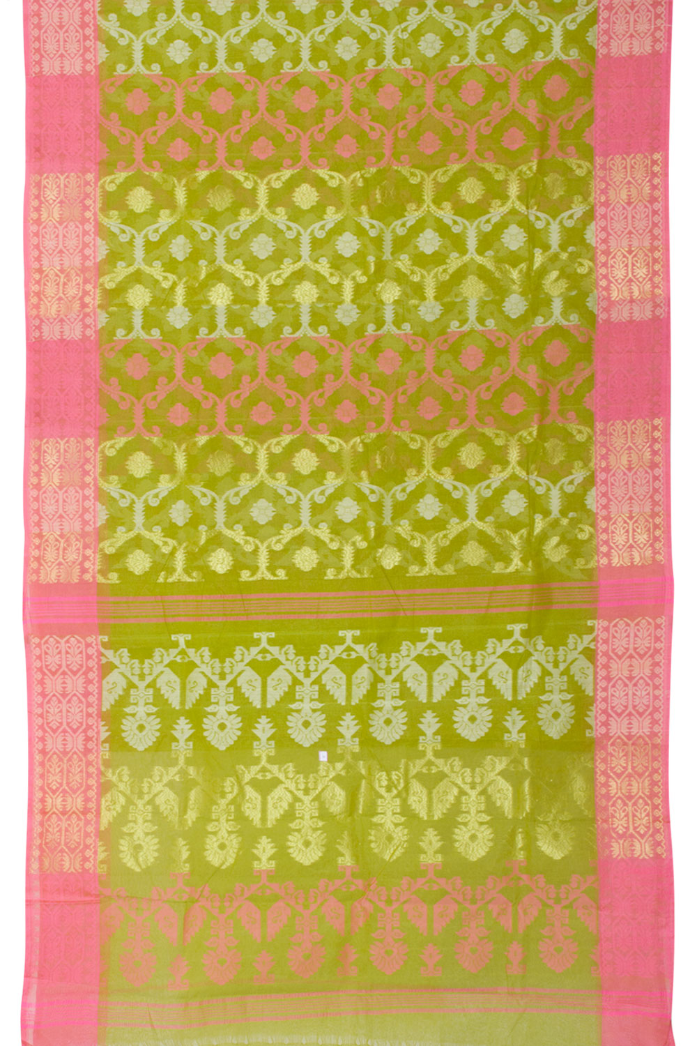 Green Handloom Bengal Tant Cotton Saree 10059792