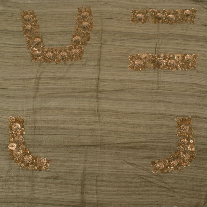 Zardosi Embroidered Tussar Silk Blouse Material 10054531