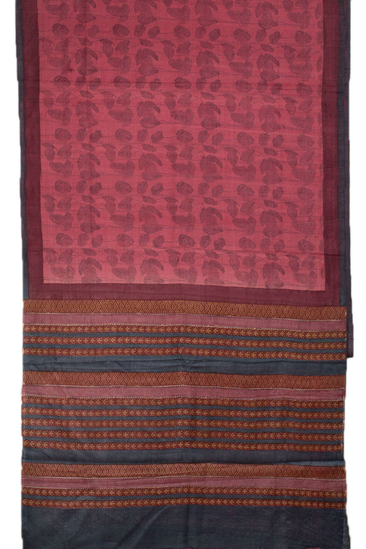 Hand Block Printed Tussar Silk Saree 10057903