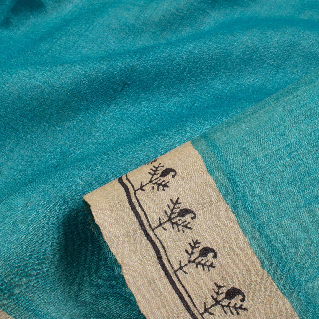 Hand Block Printed Tussar Silk Salwar Suit Material 10055459