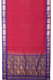 Crimson Red Handloom Gadwal Kuttu Cotton Saree 10061424