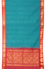 Bluish Green Handloom Gadwal Kuttu Cotton Saree 10061427