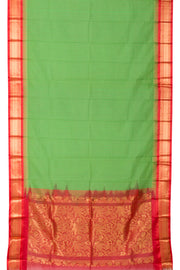 Mantis Green Handwoven Gadwal Kuttu Cotton Saree 10061430