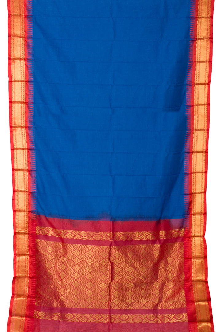 Electric Blue Handloom Gadwal Kuttu Cotton Saree 10061431