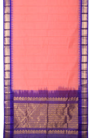 Salmon Pink Handloom Gadwal Kuttu Cotton Saree 10061437