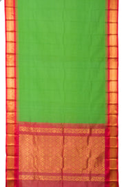 Shamarock Green Handwoven Gadwal Kuttu Cotton Saree 10061438