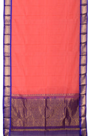 Coral Pink Handwoven Gadwal Kuttu Cotton Saree 10061441