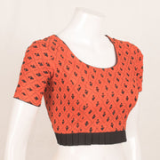 Orange Kantha Embroidered Cotton Blouse 10059236