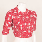 Red Kantha Embroidered Cotton Blouse 10059246
