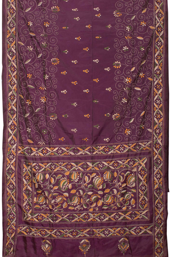 Kantha Embroidered Silk Saree 10058266