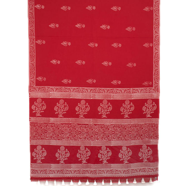 Hand Block Printed Mulmul Cotton Saree 10052183