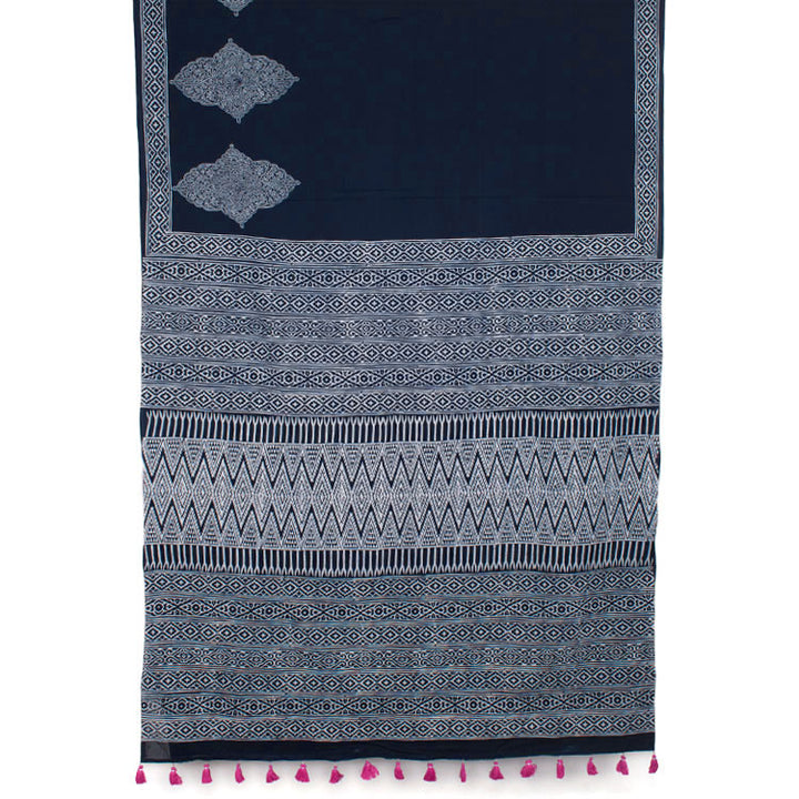 Hand Block Printed Mulmul Cotton Saree 10052184