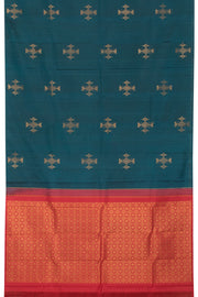 Dark Teal Pure Zari Kanjivaram Silk Saree 10058952