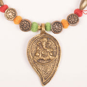 Handcrafted Necklace With Ganesha Brass Pendant 10054928
