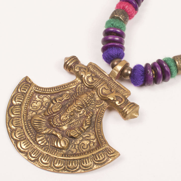 Handcrafted Necklace With Ganesha Brass Pendant 10054929