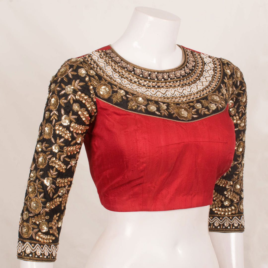 Zardosi Embroidered Raw Silk Blouse 10056342