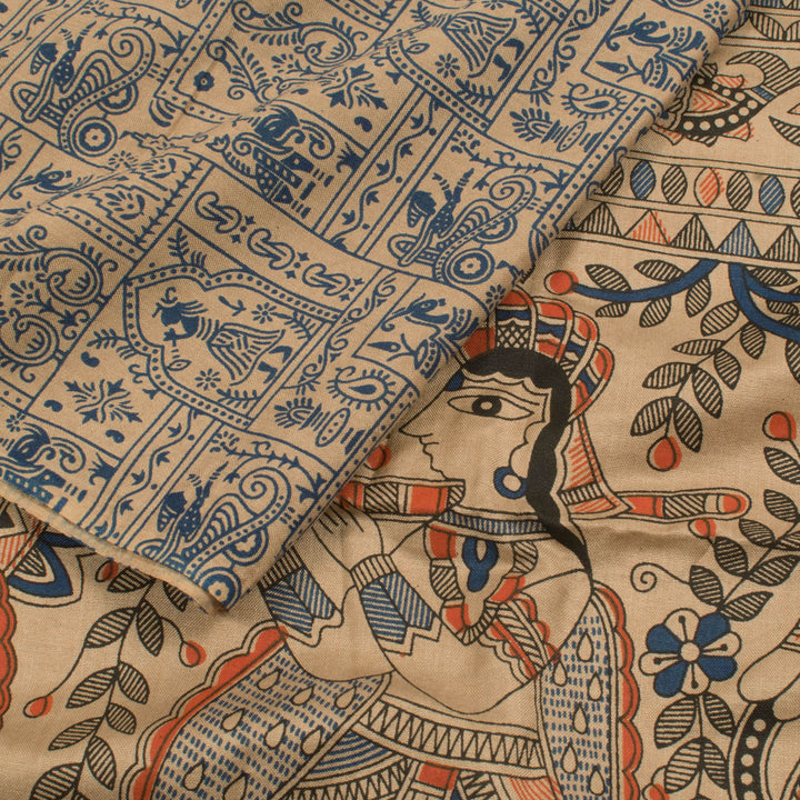 Madhubani Printed Bhagalpur Silk Salwar Suit Material 10056871