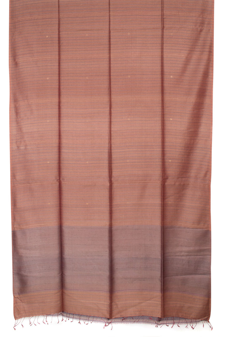 Brown Striped Tussar Silk Saree 10059425