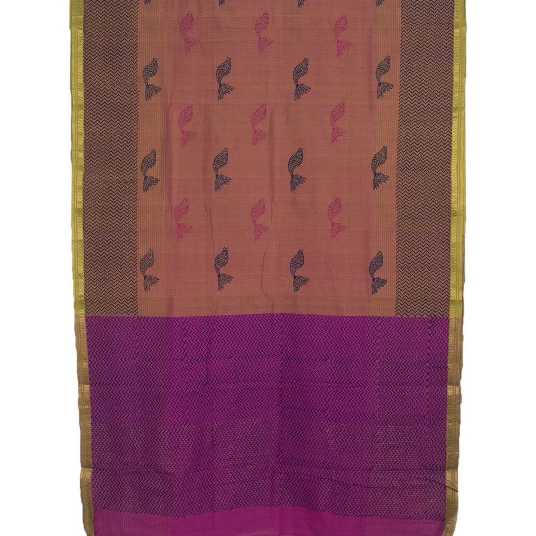 Hand Block Printed Mangalgiri Cotton Saree 10056326