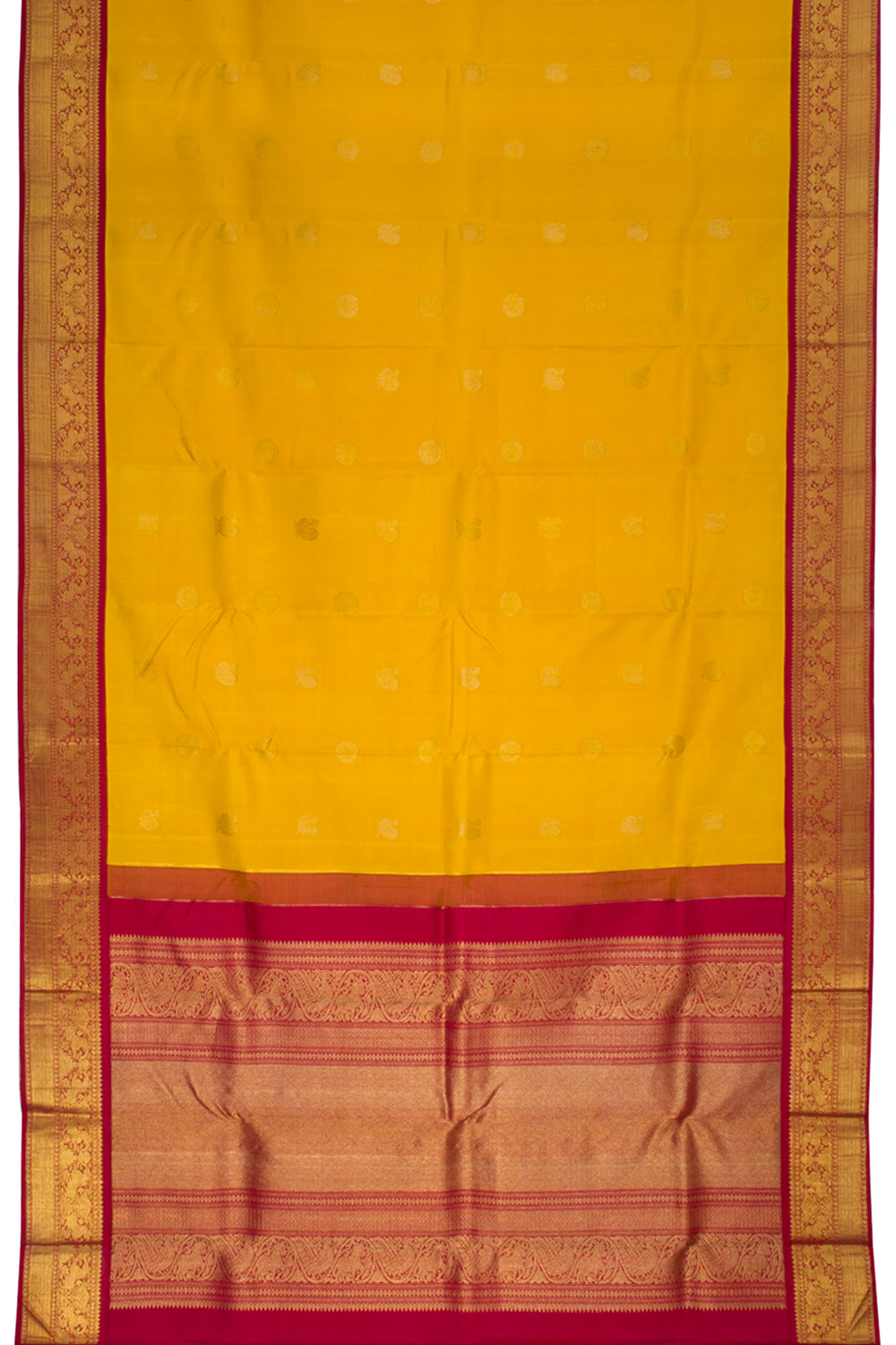 Yellow Pure Zari Bridal Korvai Kanjivaram Silk Saree 10060891