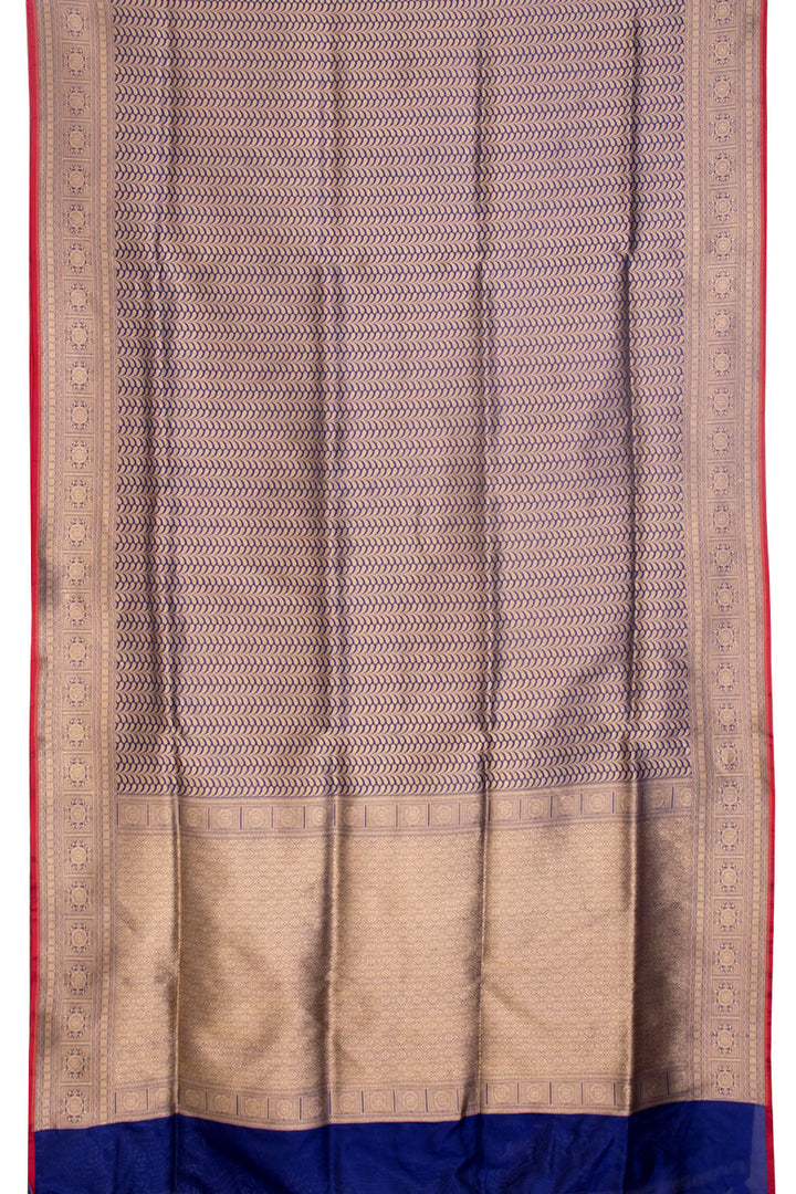 Navy Blue Handloom Banarasi Katan Silk Saree 10059842