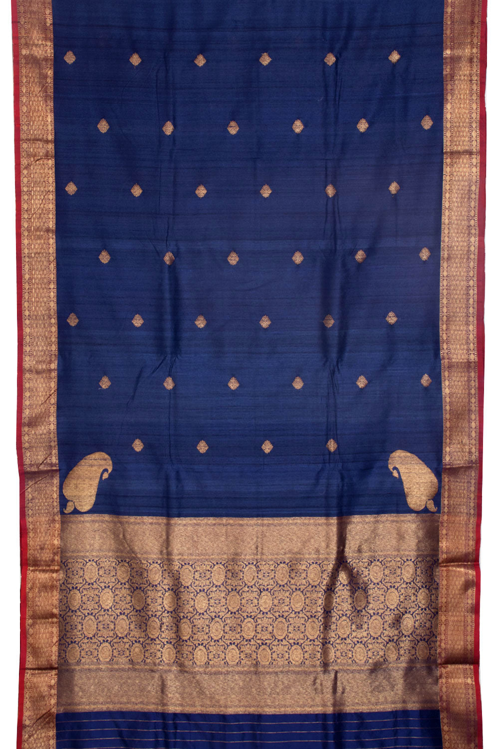 Ink Blue Handloom Banarasi Tussar Silk Saree 10059847