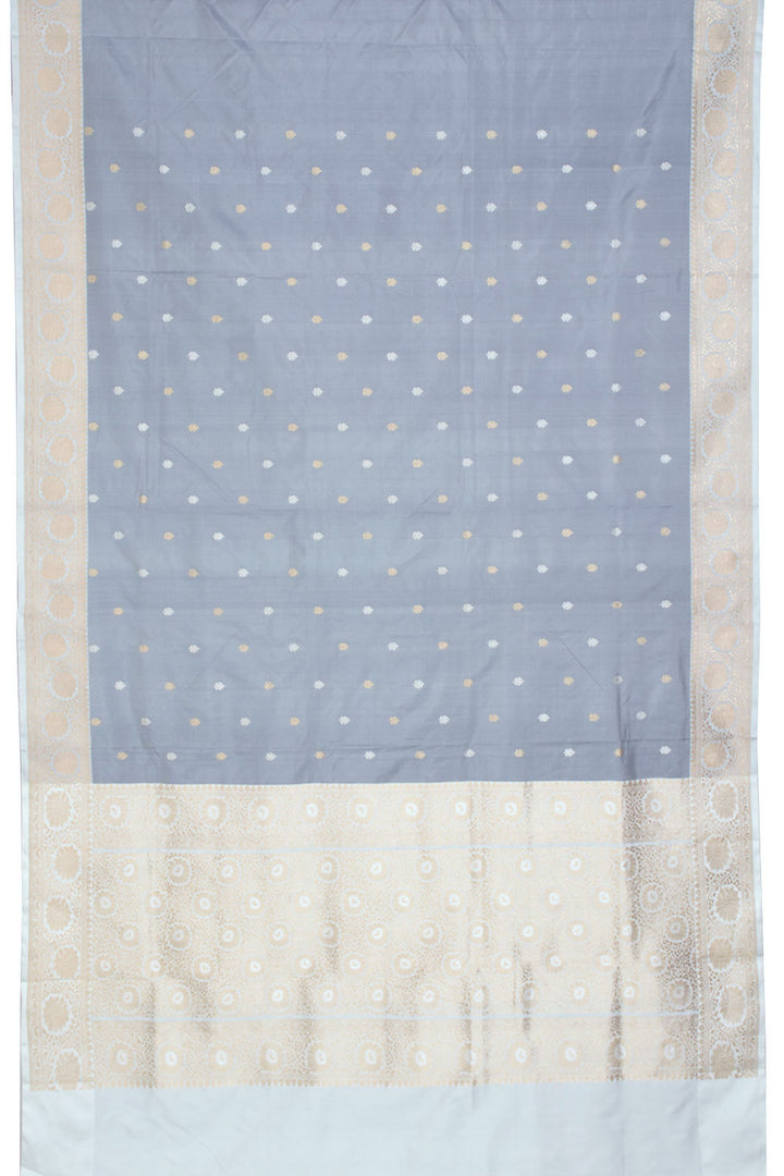 Ash Grey Handloom Banarasi Kadhwa Katan Silk Saree 10059867