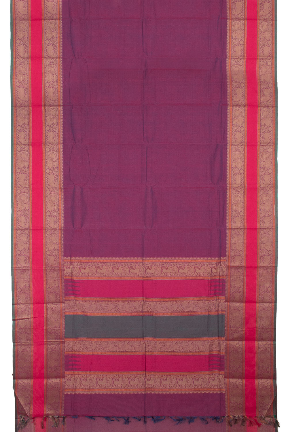 Violet Handwoven Kanchi Cotton Saree 10059531
