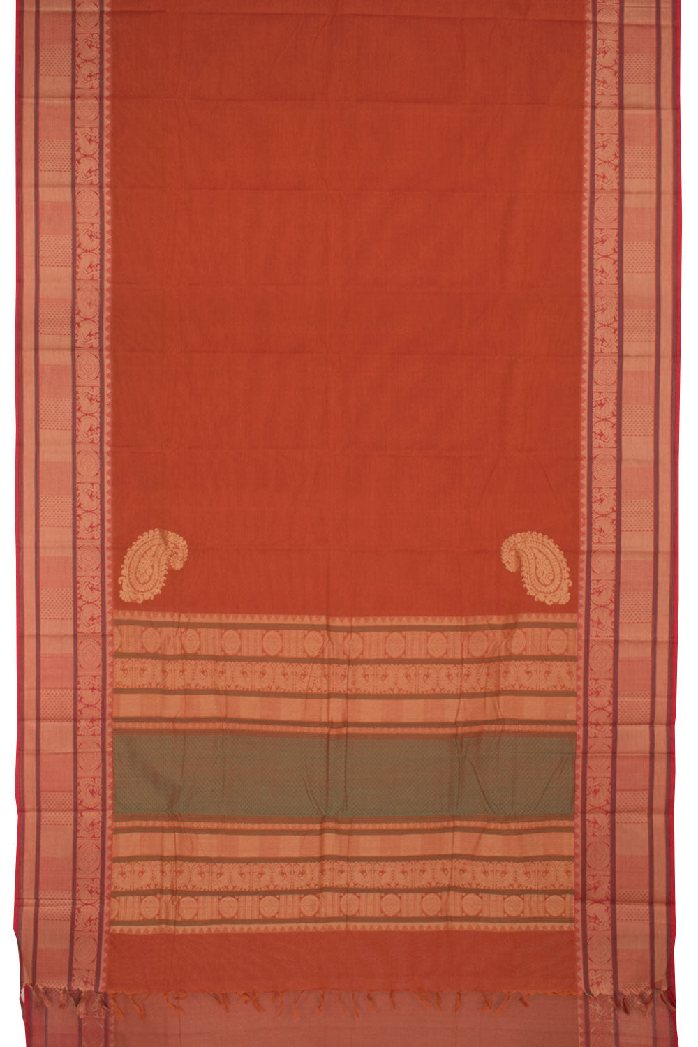 Light Brown Handloom Kanchi Cotton Saree Border 10059537