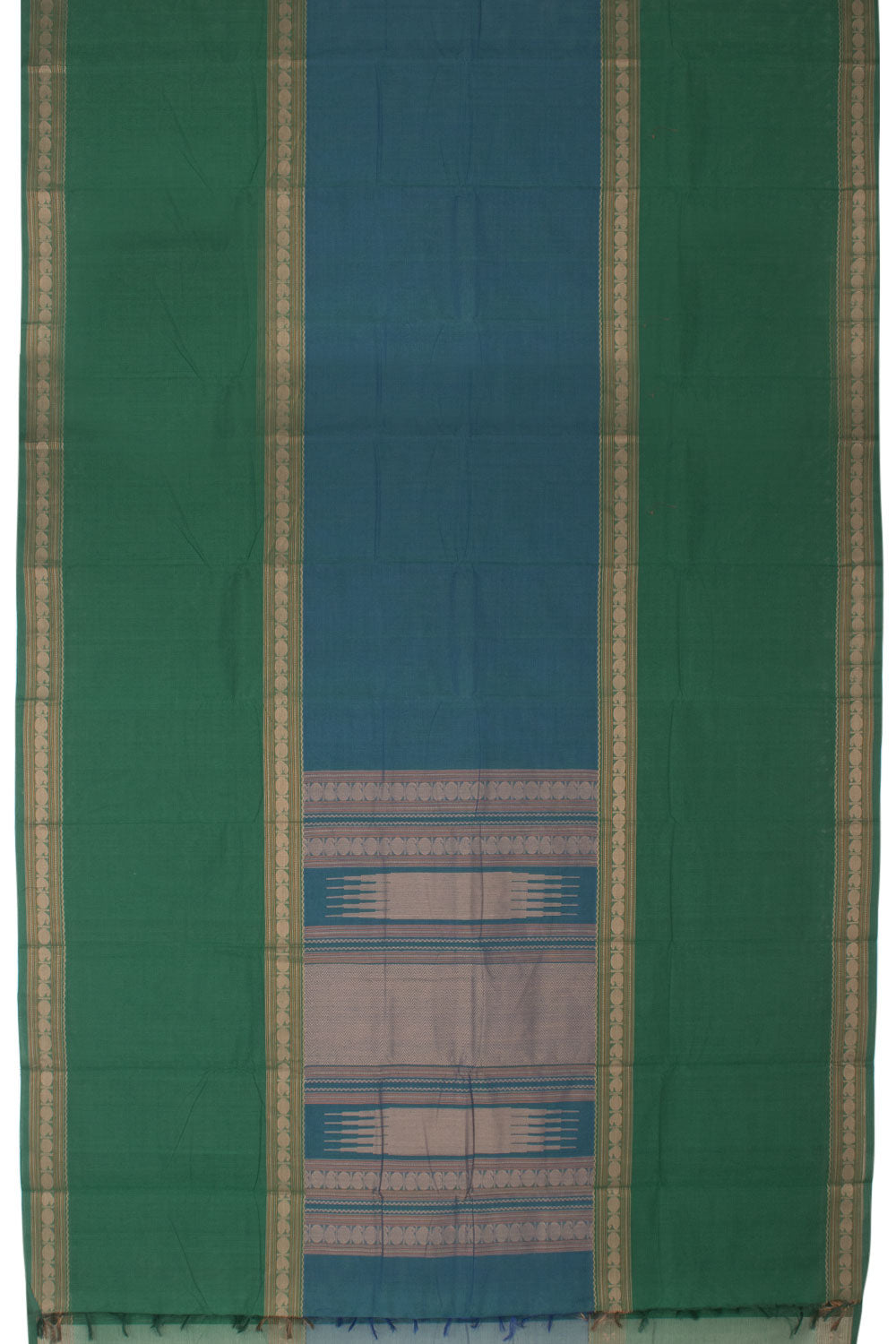 Green Handloom Muppagam Kanchi Cotton Saree 10059540