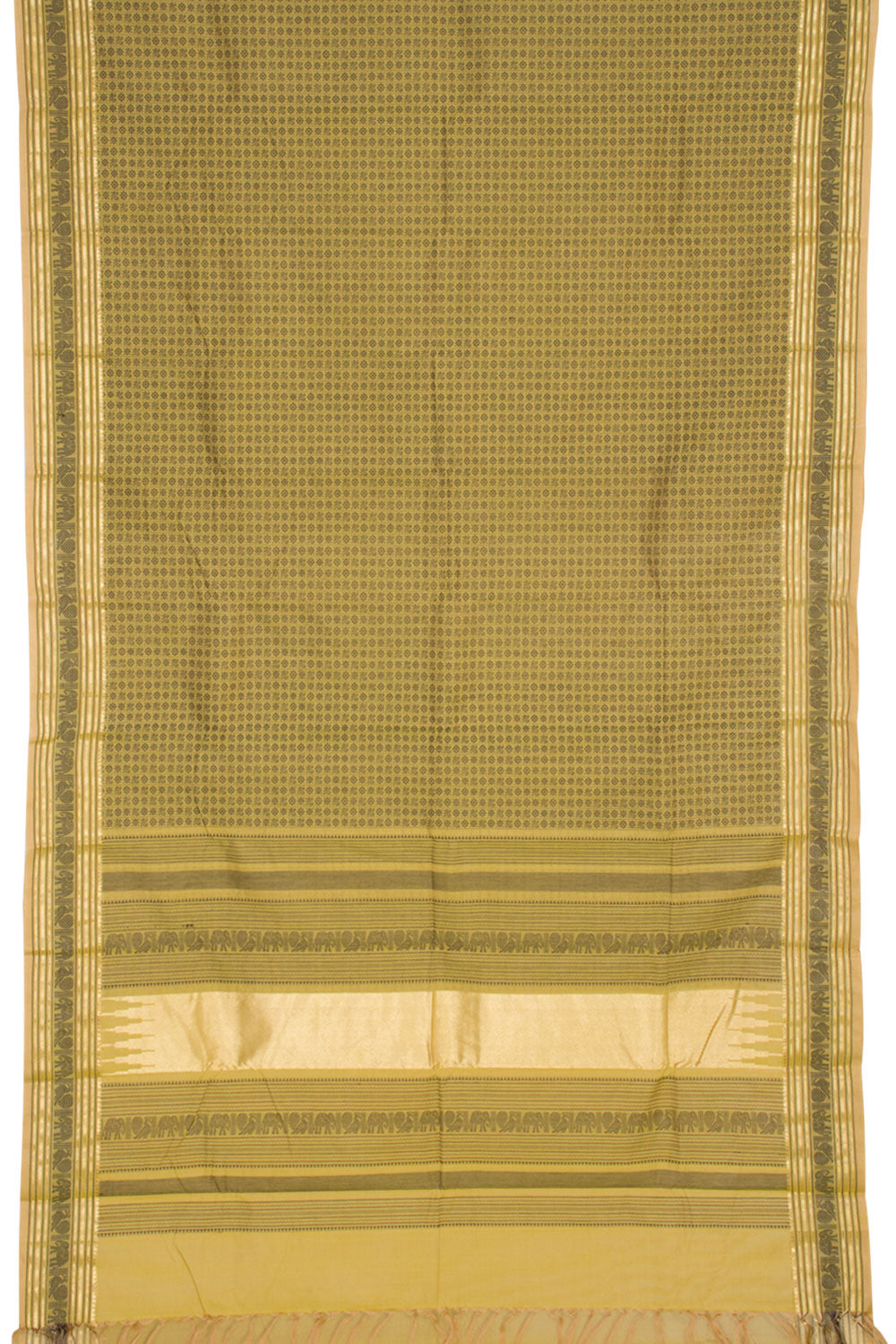 Olive Green Handwoven Kanchi Cotton Saree 10060861