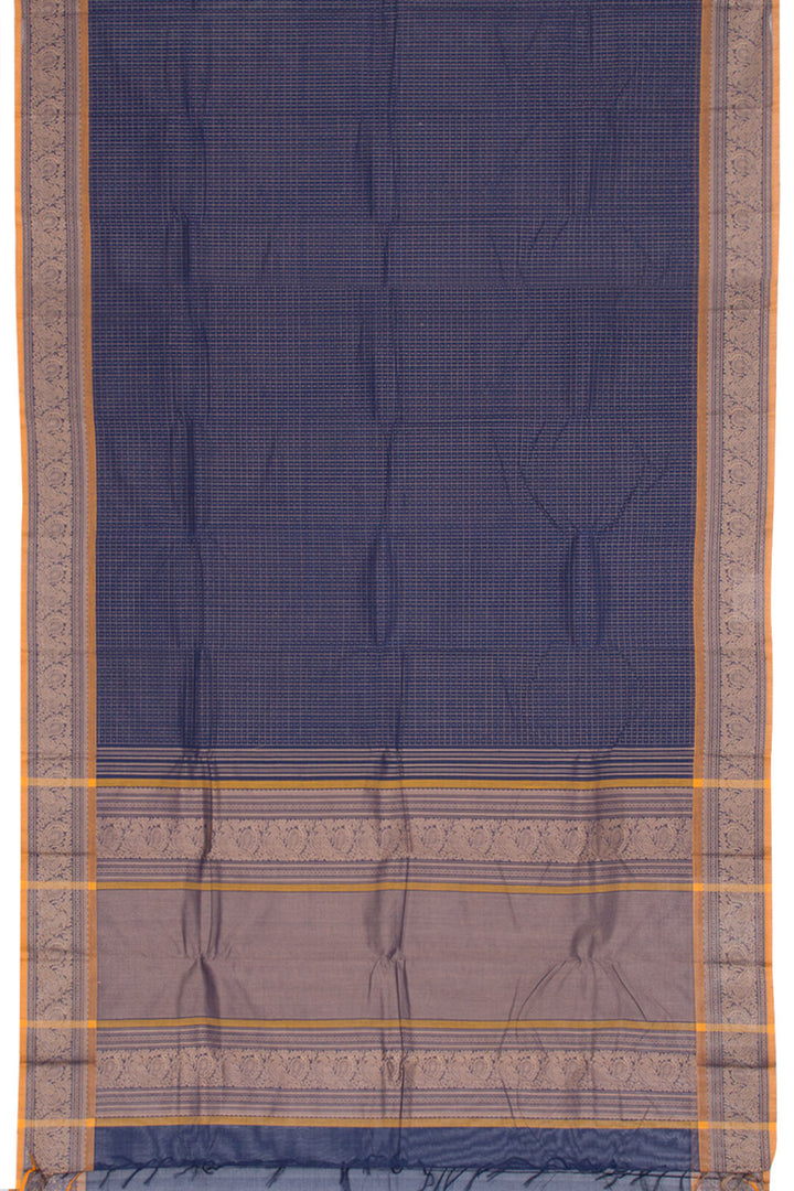 Deep Prussian Blue Handloom Kanchi Cotton Saree 10060872