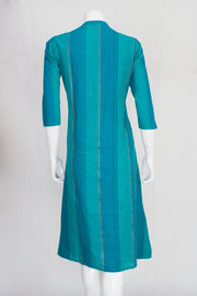 Green Hand Embroidered A line Cotton Kurta 10061695