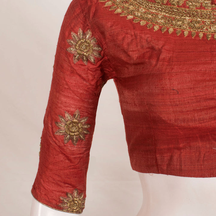 Zardosi Embroidered Tussar Silk Blouse 10055844
