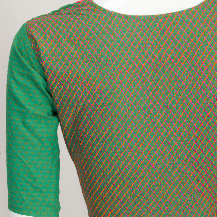 Green Hand Embroidered Cotton Blouse 10062285