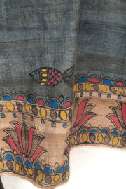 Hand Painted Madhubani Bhagalpur Tussar Silk Skirt 10057658