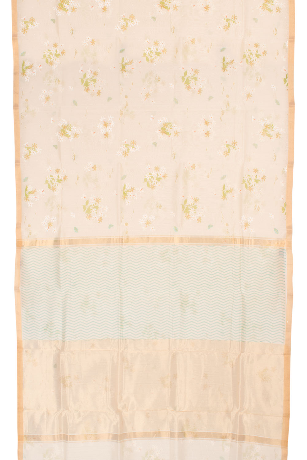White Printed Chanderi Silk Cotton Saree 10059697