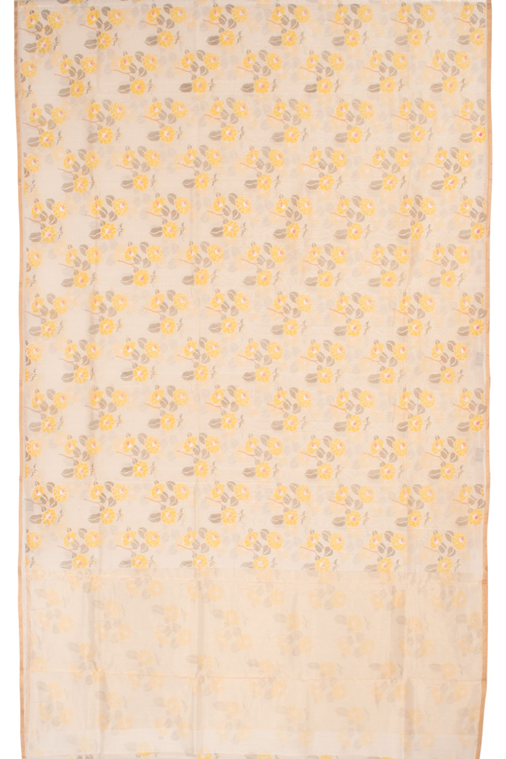 White Printed Chanderi Silk Cotton Saree 10059698